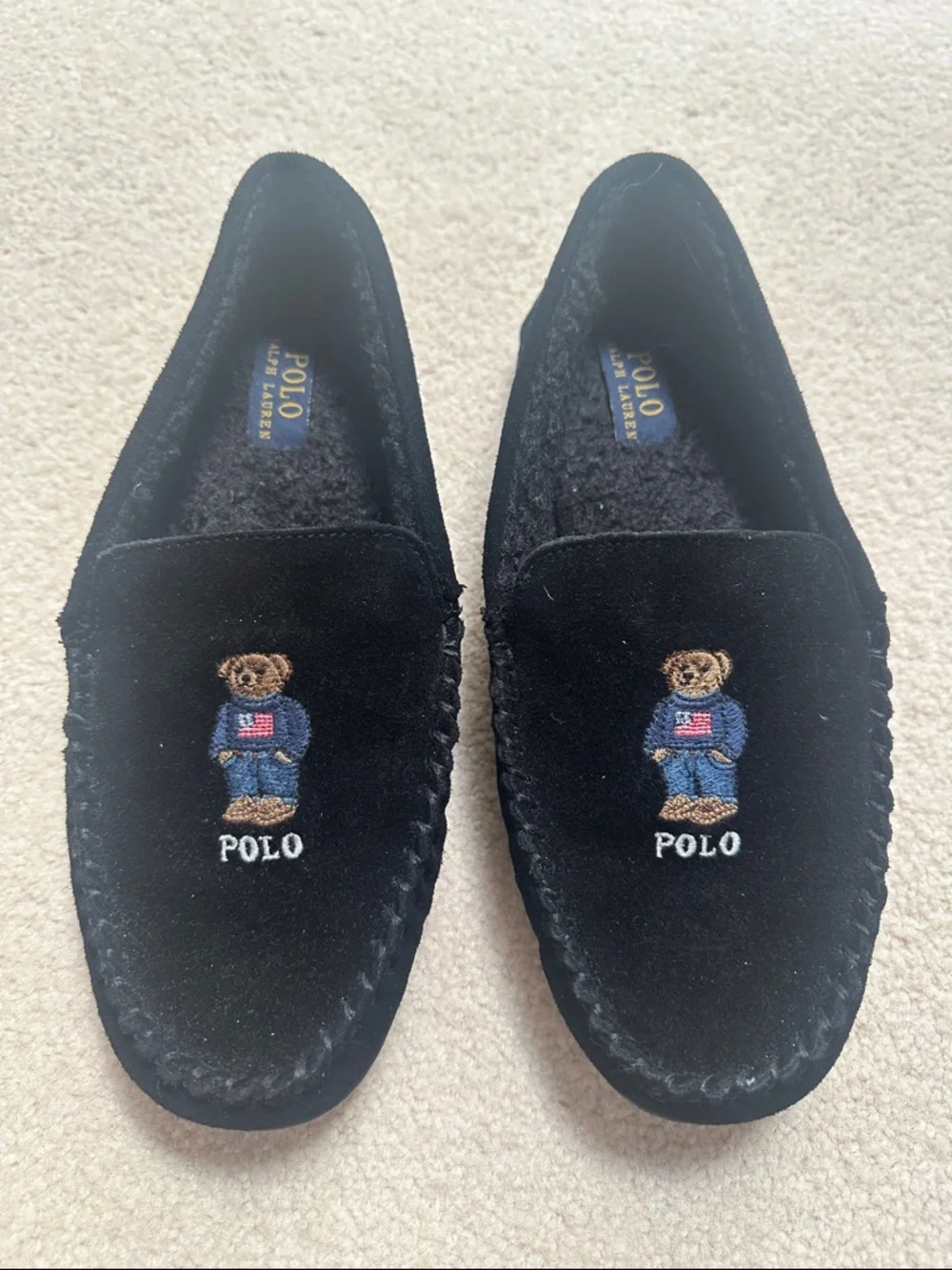 Polo by Ralph Lauren Black Velour Bear Embroidered Top - Picture 3 of 4